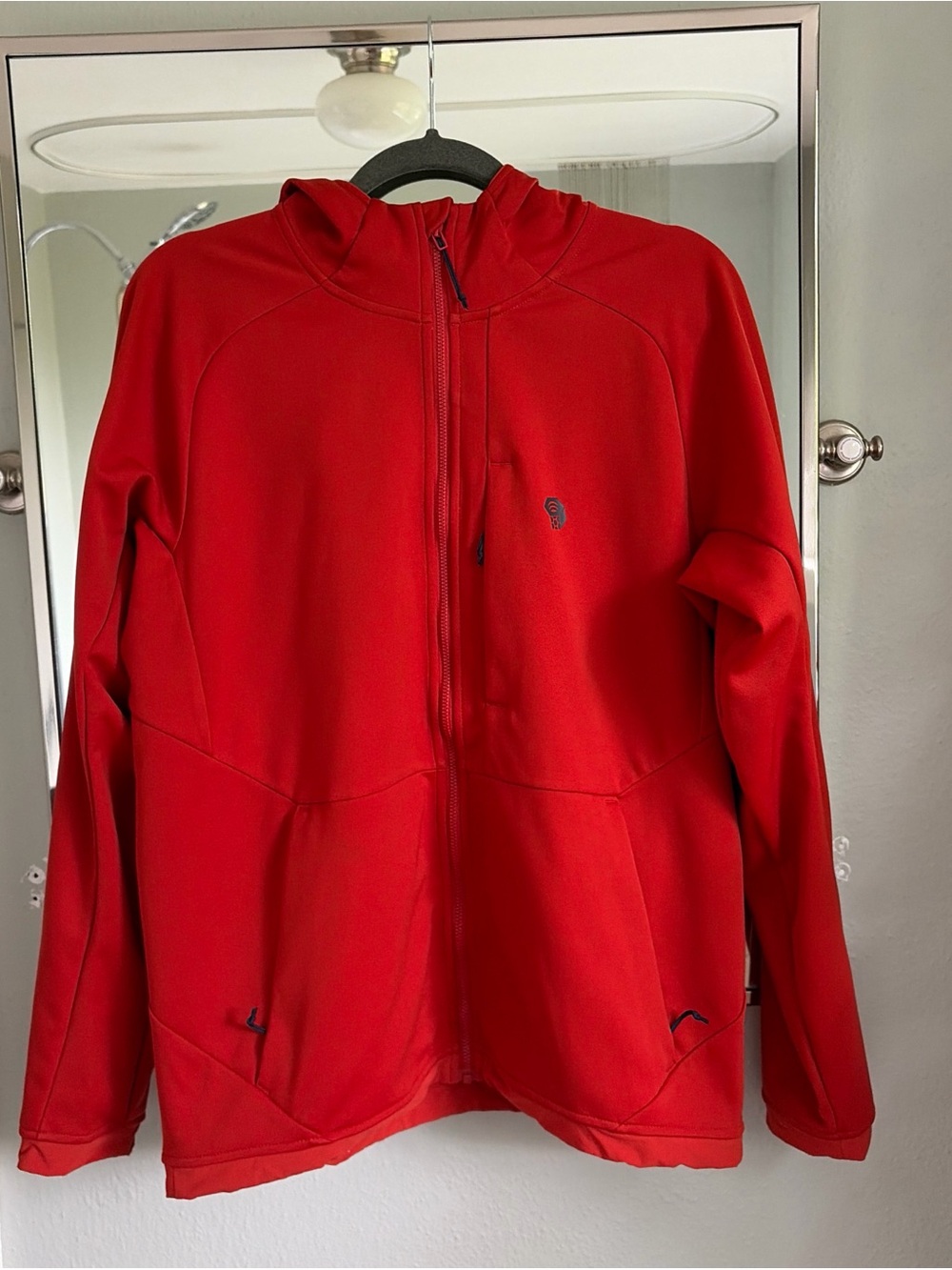 Mountain Hardwear brick red Gore-Tex Infinium windstopper hooded jacket